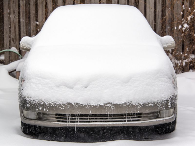 a car covered in snow